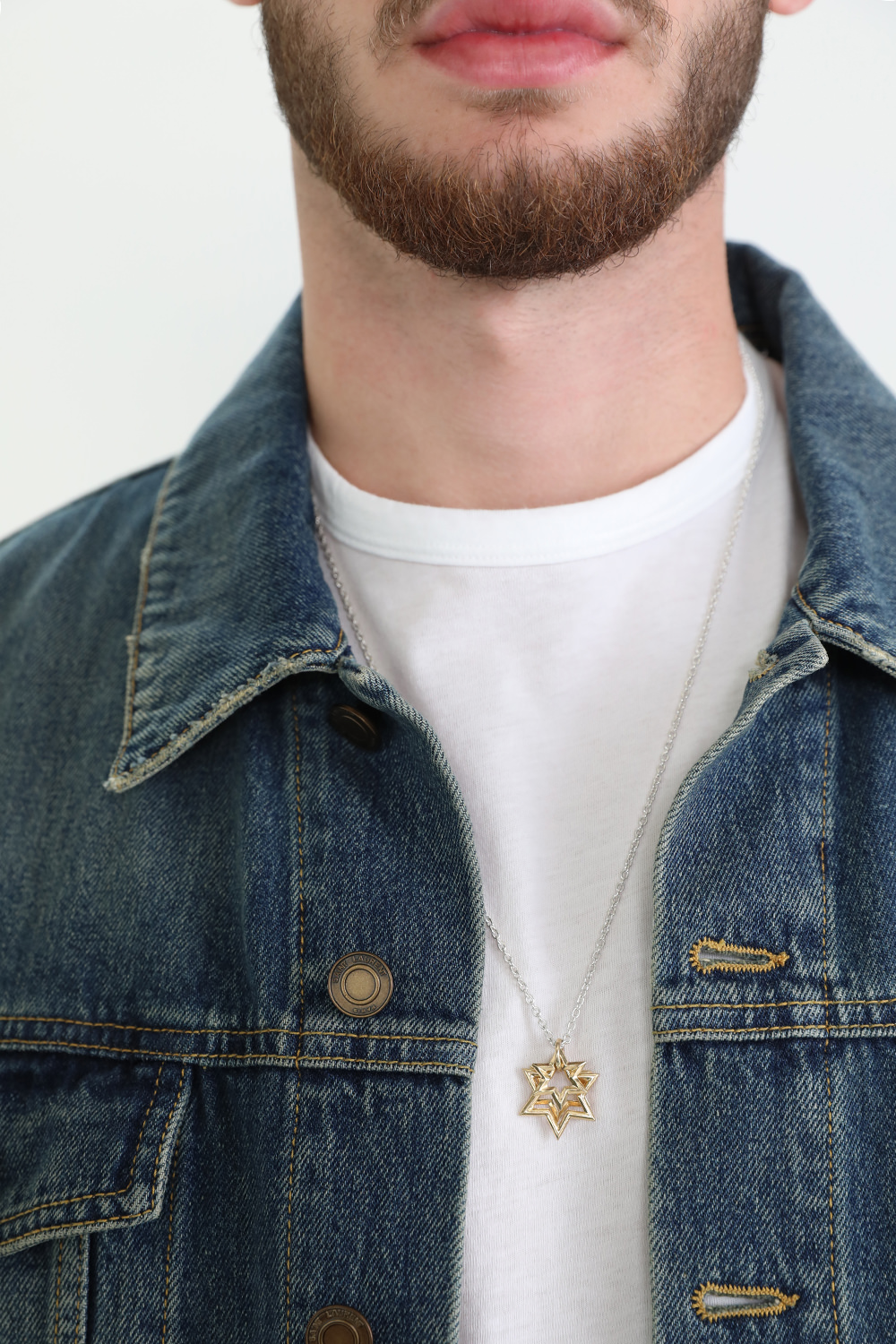 תמונת כל הלוק של שרשרת כסף עם תליון מגן דוד